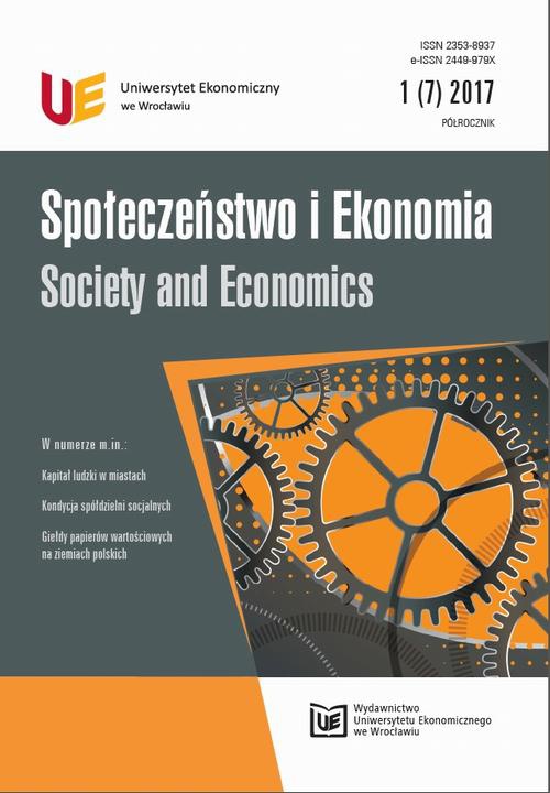The cover of the book titled: Społeczeństwo i Ekonomia 1(7) 2017