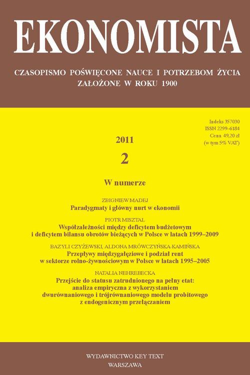 Okładka książki o tytule: Ekonomista 2011 nr 2