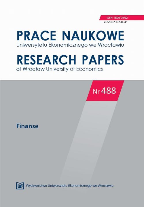 The cover of the book titled: Prace Naukowe Uniwersytetu Ekonomicznego we Wrocławiu nr 488. Finanse