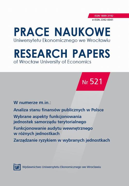 Okładka książki o tytule: Prace Naukowe Uniwersytetu Ekonomicznego we Wrocławiu nr. 521. Analiza stanu finansów publicznych w Polsce