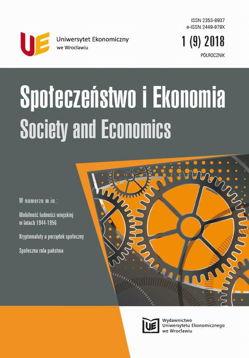 Okładka książki o tytule: Społeczeństwo i Ekonomia 1(9) 2018