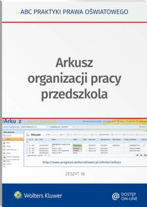 Обложка книги под заглавием:Arkusz organizacji pracy przedszkola