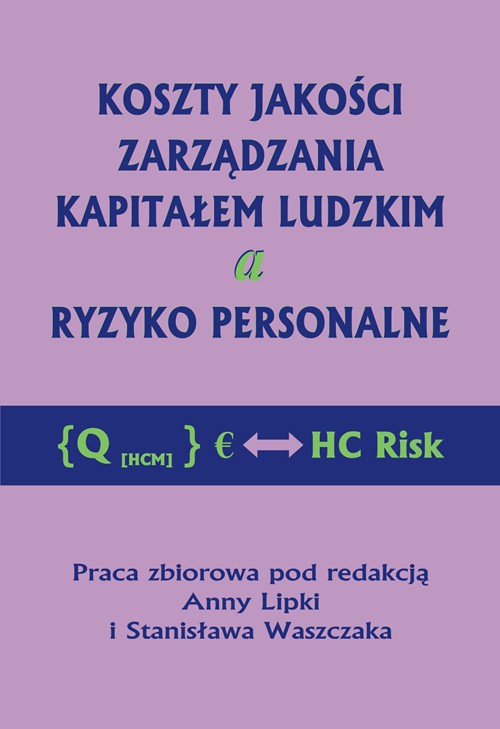 Обложка книги под заглавием:Koszty jakości zarządzania kapitałem ludzkim a ryzyko personalne
