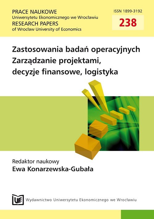 The cover of the book titled: Zastosowanie badań operacyjnych. Zarządzanie projektami, decyzje finansowe, logistyka