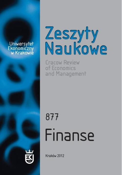 Обложка книги под заглавием:Zeszyty Naukowe Uniwersytetu Ekonomicznego w Krakowie nr 877 Finanse
