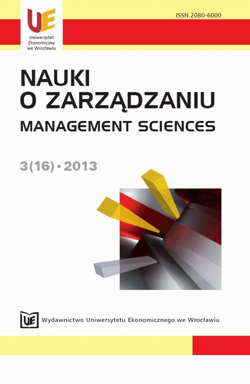 The cover of the book titled: Nauki o Zarządzaniu 2013, nr 3(16)