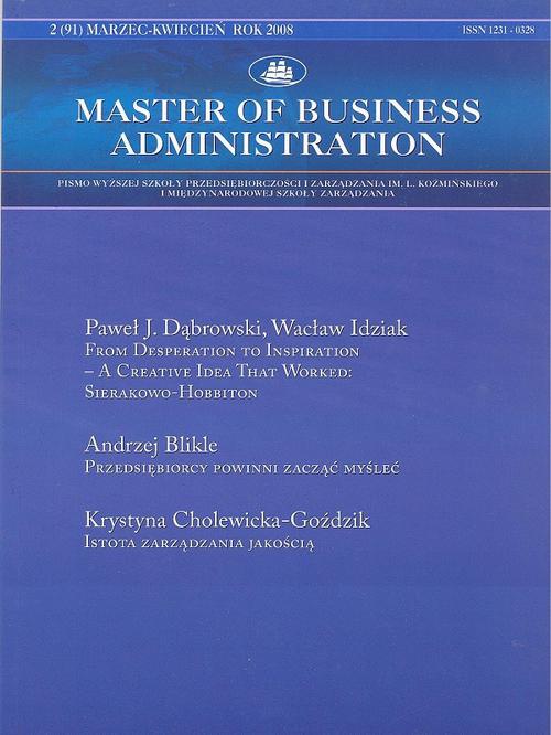 Okładka książki o tytule: Master of Business Administration - 2008 - 2