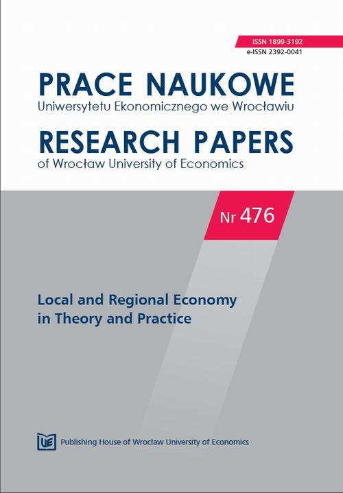 Обкладинка книги з назвою:Prace Naukowe Uniwersytetu Ekonomicznego we Wrocławiu nr 476. Local and Regional Economy in Theory and Practise
