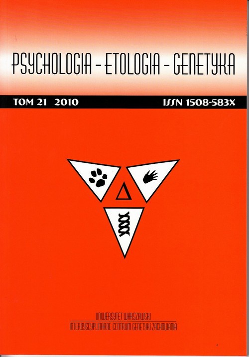 Okładka książki o tytule: Psychologia-Etologia-Genetyka nr 21/2010