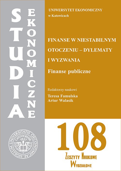 Okładka książki o tytule: Finanse w niestabilnym otoczeniu - dylematy i wyzwania. Finanse publiczne. SE 108