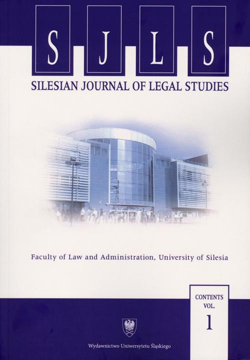 Okładka książki o tytule: „Silesian Journal of Legal Studies”. Contents Vol. 1