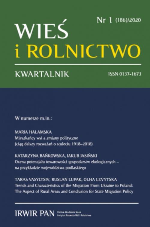 The cover of the book titled: Wieś i Rolnictwo nr 1(186)/2020