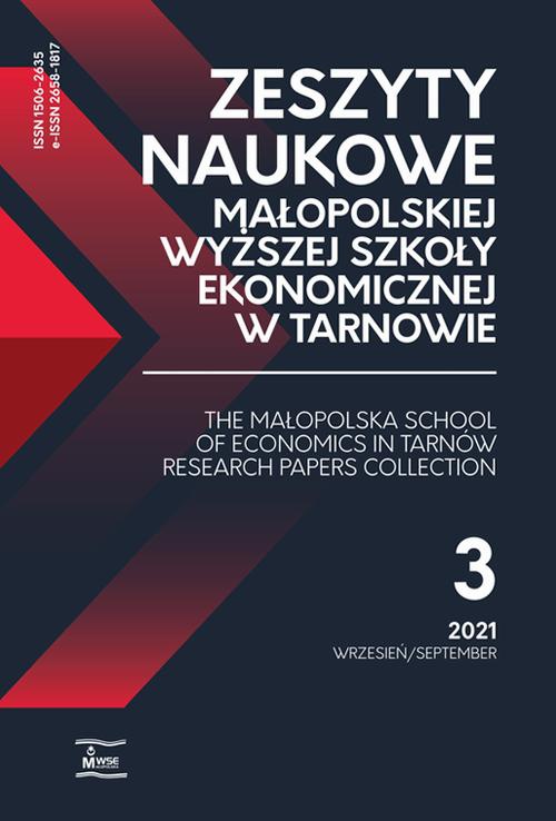 Okładka książki o tytule: Zeszyty Naukowe Małopolskiej Wyższej Szkoły Ekonomicznej w Tarnowie 3/2021