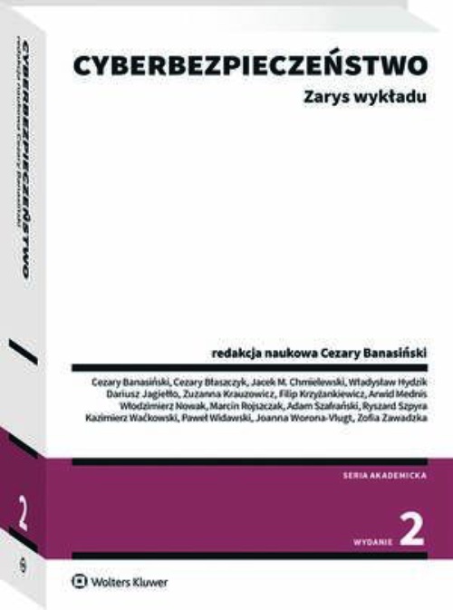 The cover of the book titled: Cyberbezpieczeństwo. Zarys wykładu