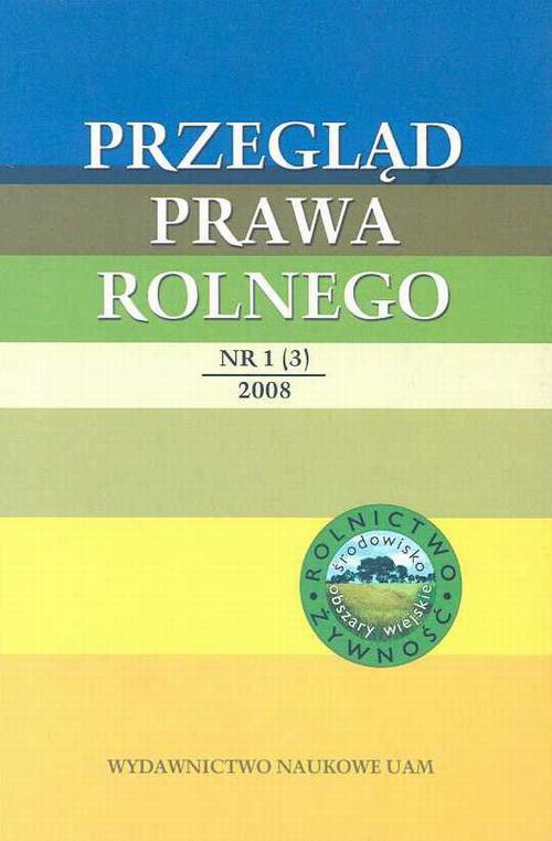 Okładka książki o tytule: Przegląd Prawa Rolnego 1(3) 2008