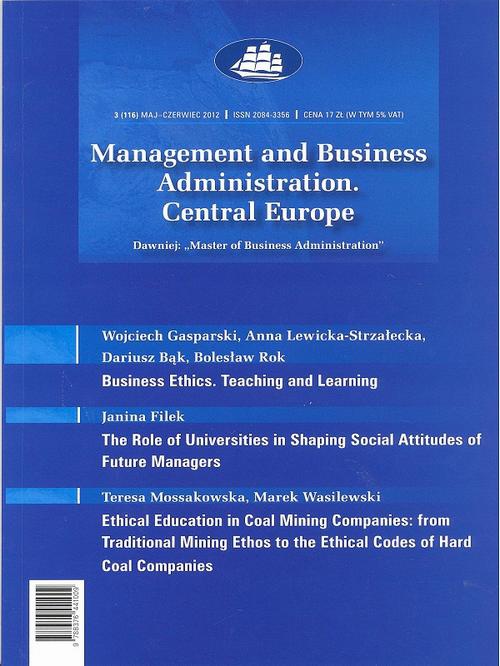 Okładka książki o tytule: Management and Business Administration. Central Europe - 2012 - 3
