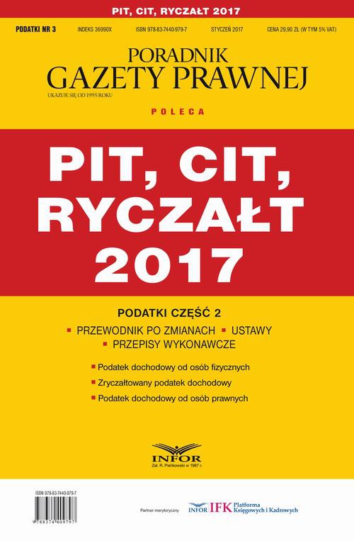 Okładka książki o tytule: Podatki cz.2 PIT, CIT, RYCZAŁT 2017