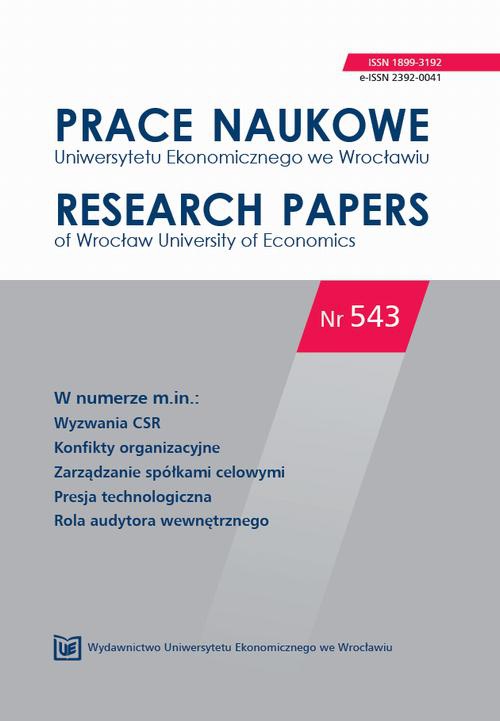 The cover of the book titled: Prace Naukowe Uniwersytetu Ekonomicznego we Wrocławiu nr 543. Wyzwania CSR