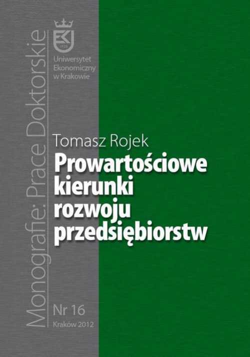 The cover of the book titled: Prowartościowe kierunki rozwoju przedsiębiorstw