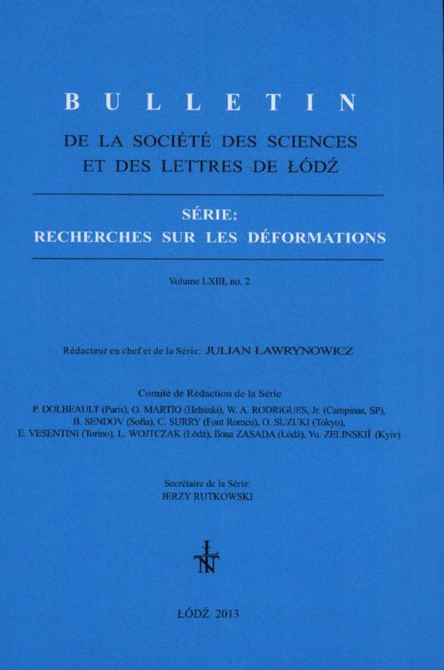 Okładka książki o tytule: Bulletin de la Société des sciences et des lettres de Łódź, Série: Recherches sur les déformations  t. 63 z. 2