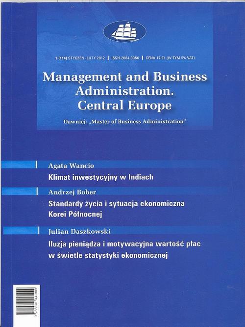 Okładka książki o tytule: Management and Business Administration. Central Europe - 2012 - 1