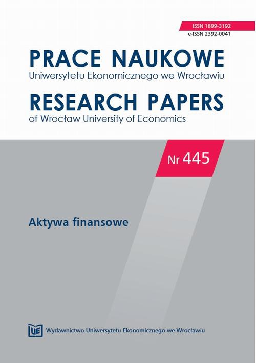 Обложка книги под заглавием:Prace Naukowe Uniwersytetu Ekonomicznego we Wrocławiu nr 445. Aktywa finansowe