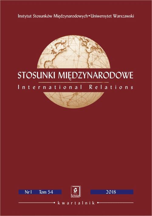 The cover of the book titled: Stosunki Międzynarodowe nr 1(54)/2018