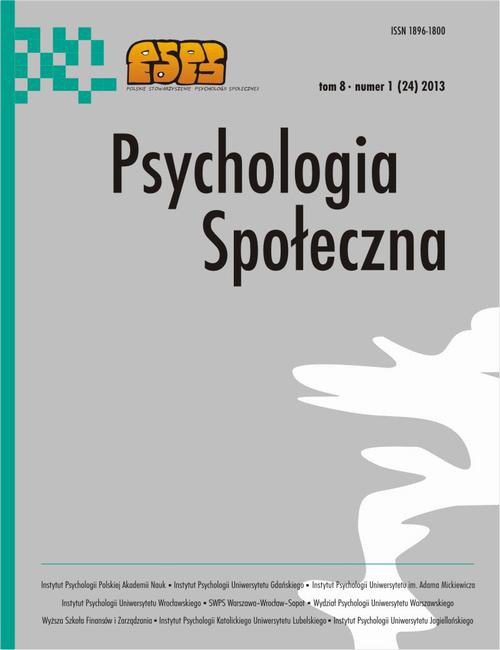 Okładka książki o tytule: Psychologia Społeczna nr 1(24)/2013
