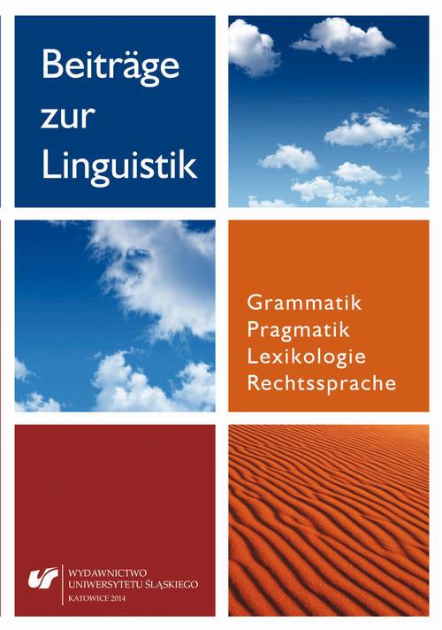 The cover of the book titled: Beiträge zur Linguistik. Grammatik – Pragmatik – Lexikologie – Rechtssprache