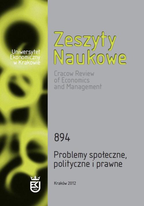 Okładka książki o tytule: Zeszyty Naukowe Uniwersytetu Ekonomicznego w Krakowie, nr 894. Problemy społeczne, polityczne i prawne