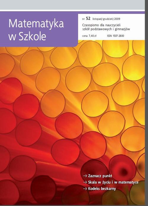 The cover of the book titled: Matematyka w Szkole. Czasopismo dla nauczycieli szkół podstawowych i gimnazjów. Nr 52
