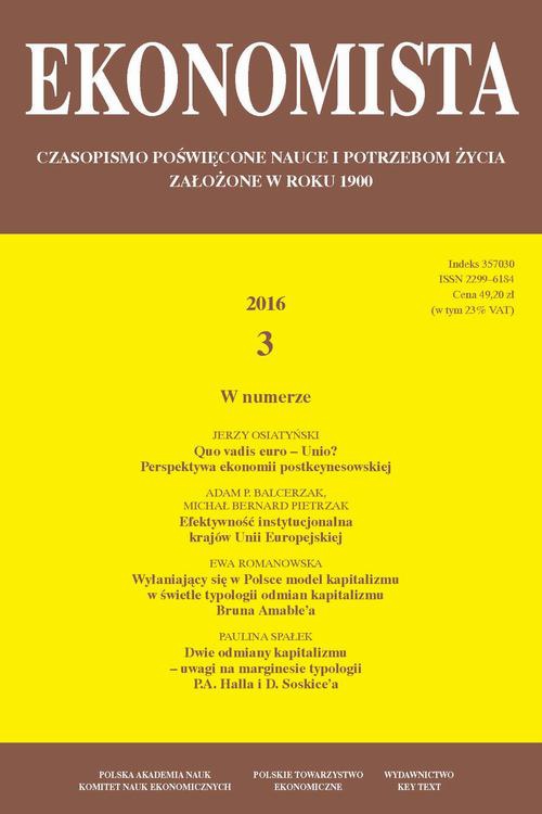 Okładka książki o tytule: Ekonomista 2016 nr 3