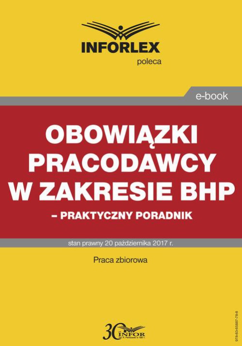 Обкладинка книги з назвою:Obowiązki pracodawcy w zakresie bhp – praktyczny poradnik