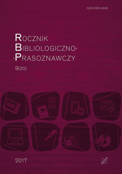 Okładka książki o tytule: Rocznik Bibliologiczno-Prasoznawczy t. 9/20