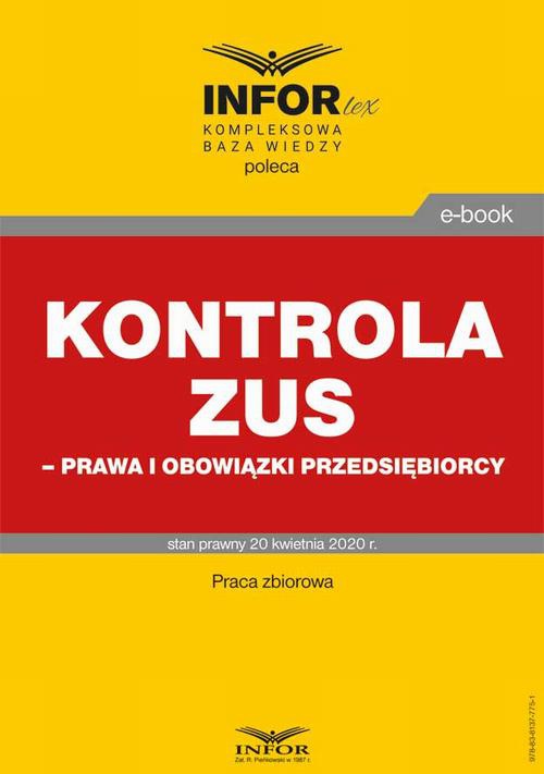 Обложка книги под заглавием:Kontrola ZUS – prawa i obowiązki przedsiębiorcy