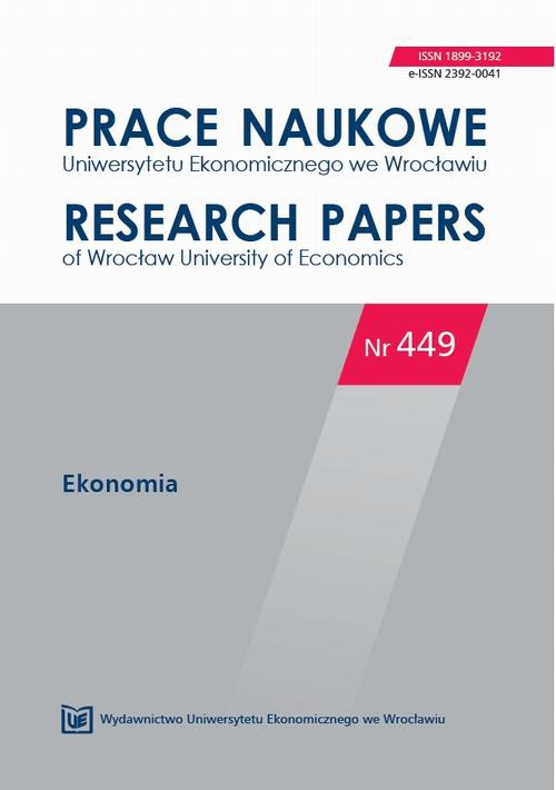 Обложка книги под заглавием:Prace Naukowe Uniwersytetu Ekonomicznego we Wrocławiu nr 449. Ekonomia