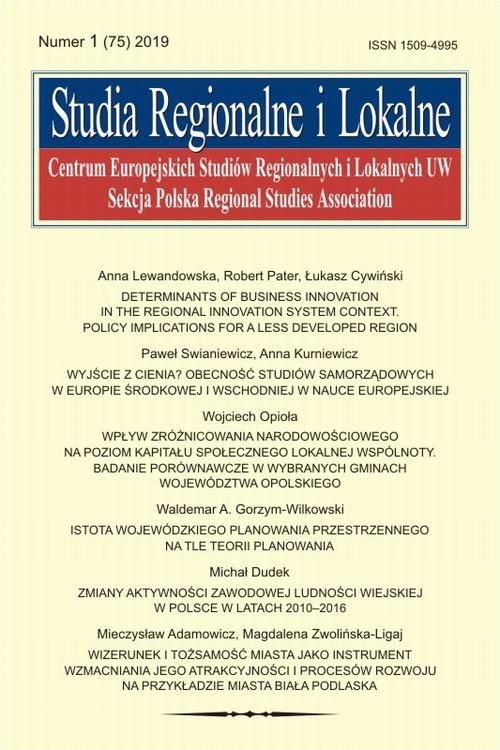 The cover of the book titled: Studia Regionalne i Lokalne nr 1(75)/2019