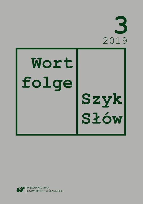 The cover of the book titled: „Wortfolge. Szyk Słów” 2019, nr 3