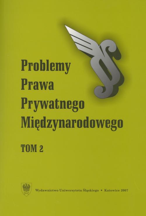 Okładka książki o tytule: „Problemy Prawa Prywatnego Międzynarodowego”. T. 2