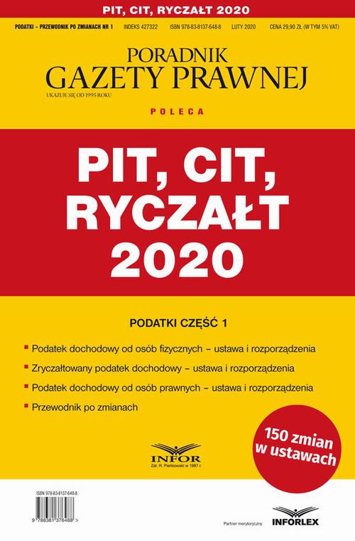 Okładka:PIT CIT Ryczałt 2020 