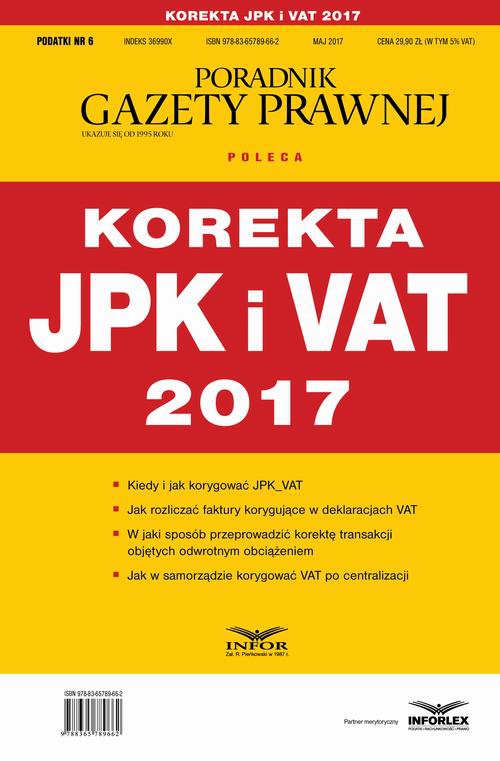 Обкладинка книги з назвою:Korekta JPK i VAT 2017