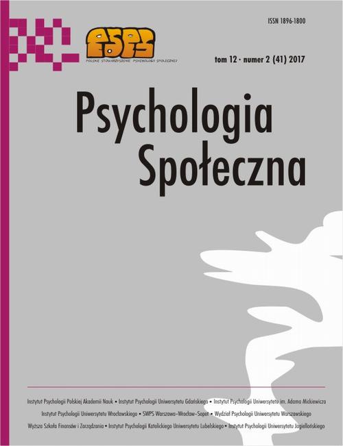 Обложка книги под заглавием:Psychologia Społeczna nr 2(41)/2017