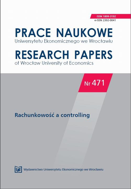 Обкладинка книги з назвою:Prace Naukowe Uniwersytetu Ekonomicznego we Wrocławiu nr 471. Rachunkowość a controlling