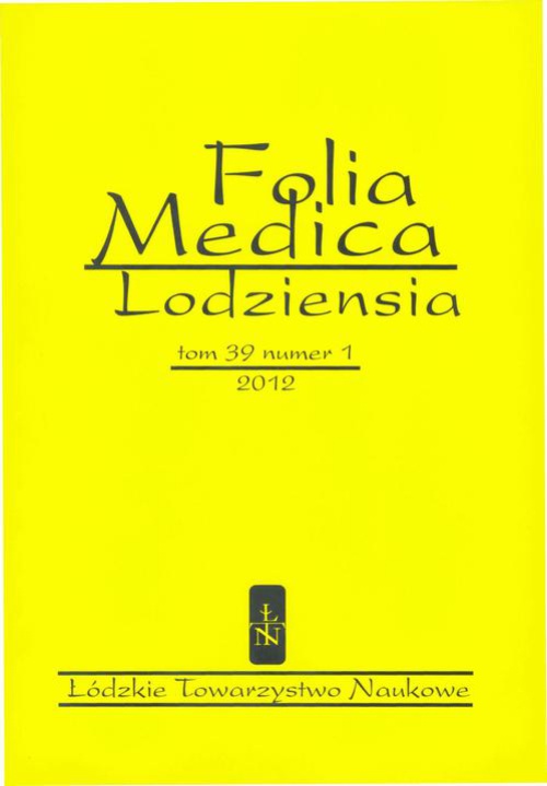 Обложка книги под заглавием:Folia Medica Lodziensia t. 39 z. 1/2012