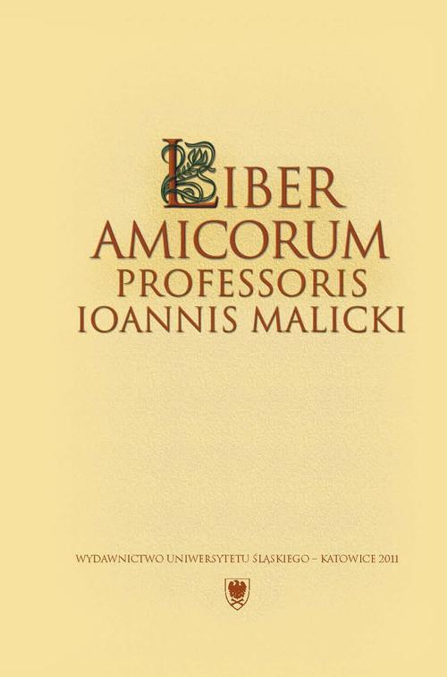 Okładka książki o tytule: Liber amicorum Professoris Ioannis Malicki