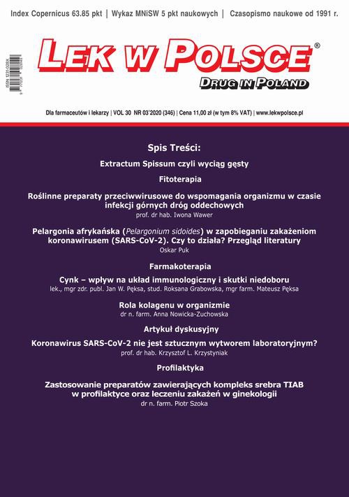 Обложка книги под заглавием:Lek w Polsce nr 3/2020