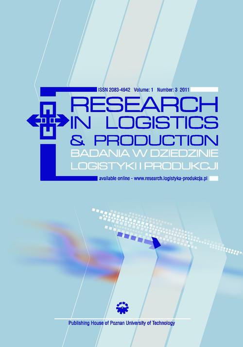 Okładka książki o tytule: Research in Logistics & Production - Badania w dziedzinie logistyki i produkcji, Vol. 1, No. 3, 2011