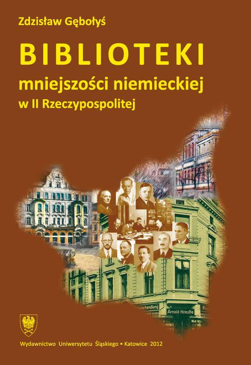 Обложка книги под заглавием:Biblioteki mniejszości niemieckiej w II Rzeczypospolitej