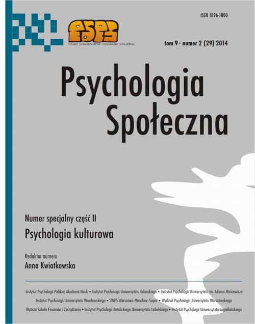 Okładka książki o tytule: Psychologia Społeczna nr 2(29)2014