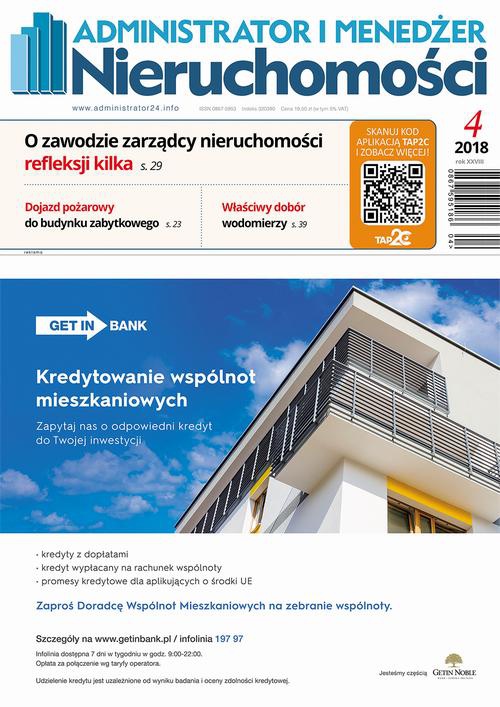 The cover of the book titled: Administrator i Menedżer Nieruchomości 4/2018